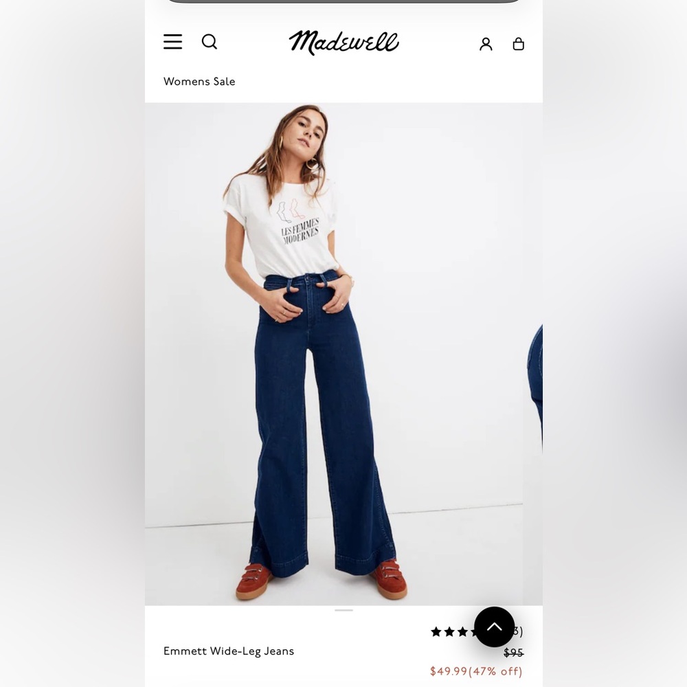 Madewell Emmett Wide Leg Women’s Jeans - Dark Blue